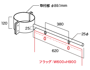 上部ハトメ加工フラッグ用 イメージ