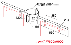 上部ハトメ加工フラッグ用 イメージ