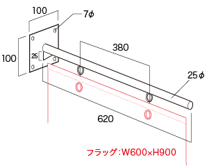 上部ハトメ加工フラッグ用 イメージ
